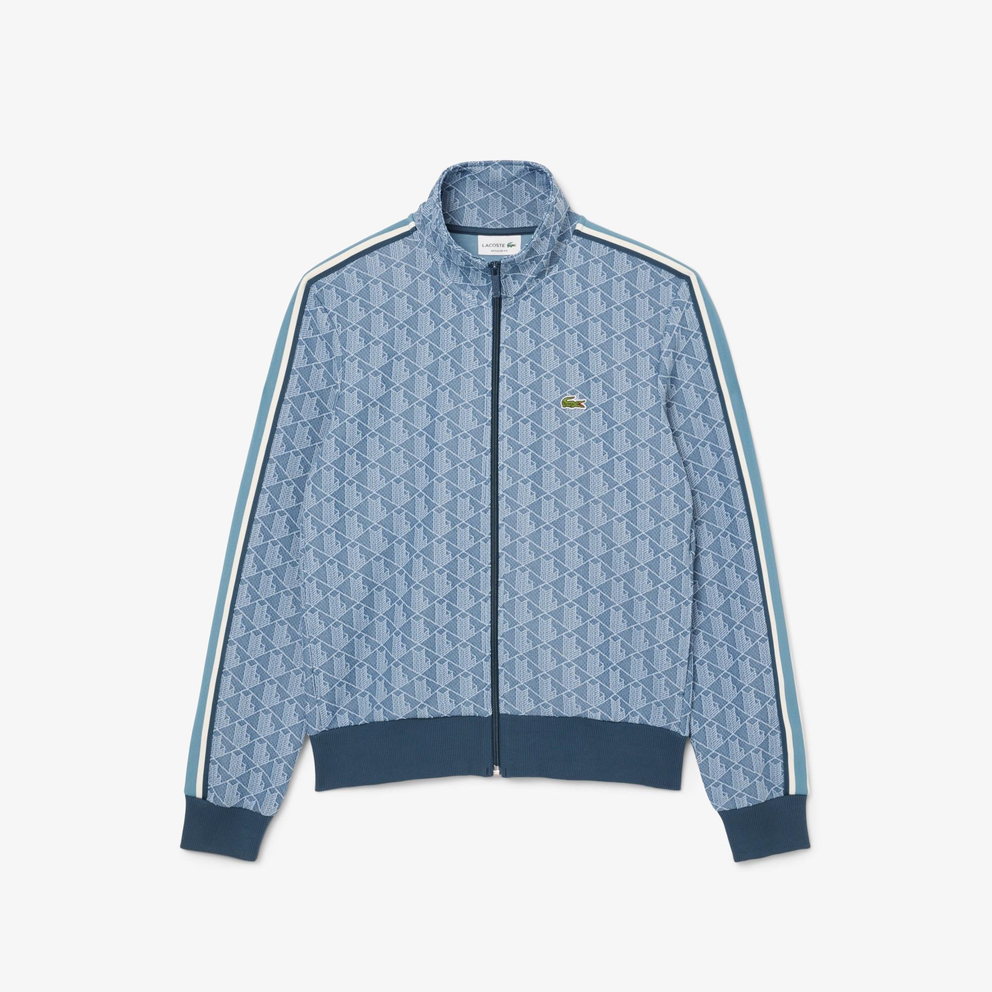 Lacoste Mens Paris Jacquard Monogram Zipped Sweatshirt Falcon/Overview
